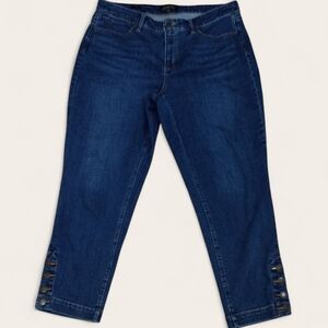 Talbots Flawless Five-Pocket Curvy Jeans with Ankle Buttons Size 14
